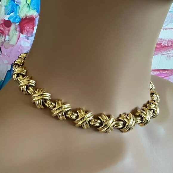 Vintage! Tiffany & Co. 18k Yellow Gold Large X Classic Signature Necklace - Picture 8 of 12
